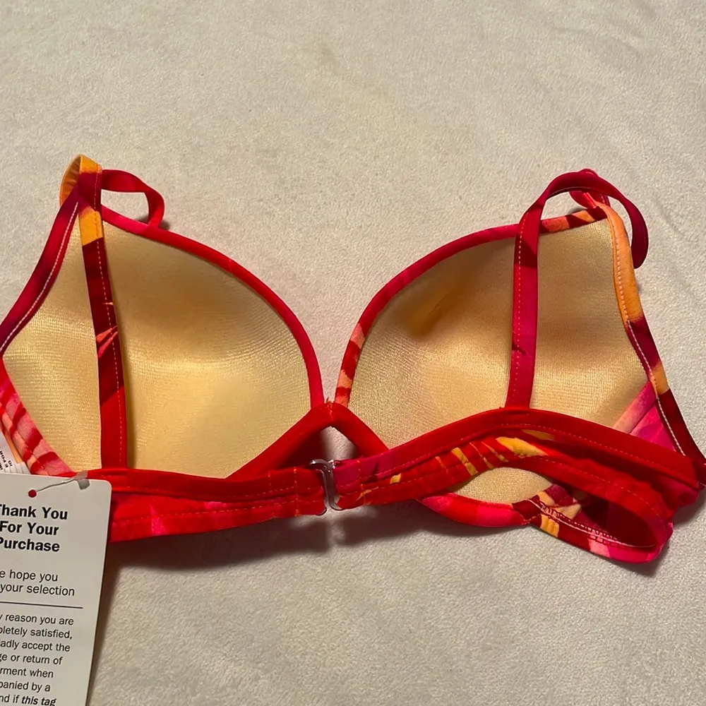 Mix It- NWT Vintage 90’s Red & Orange Tropical Print Bikini Top- Size 10 - Image 4