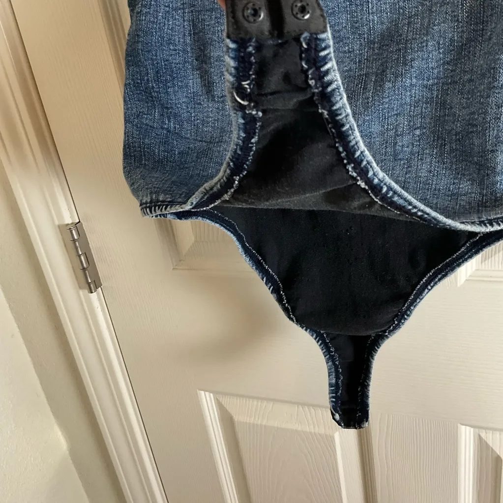 TRAC Blue Denim Off-the-Shoulder Sweetheart Bodysuit Size m - Image 8