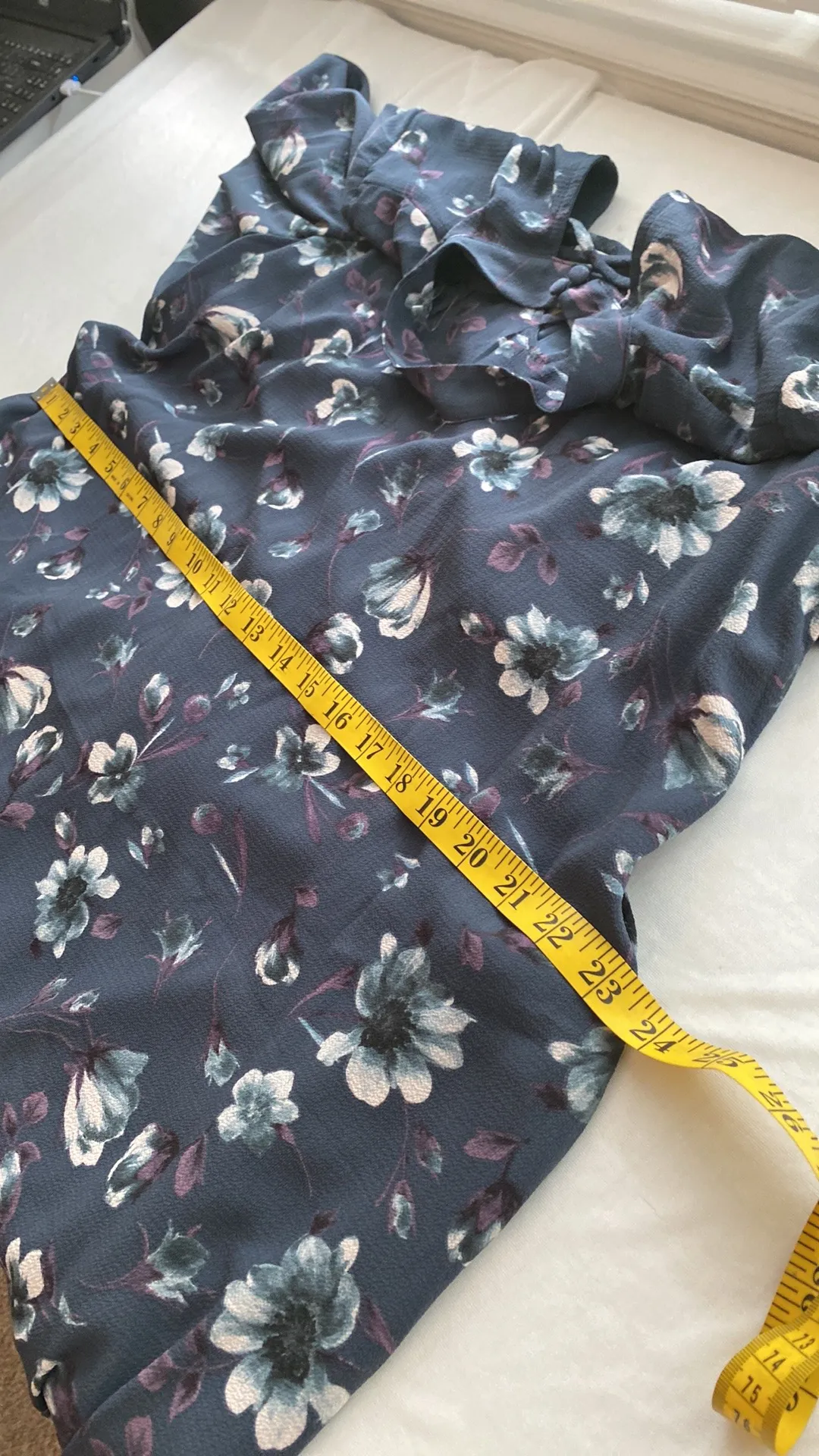 dress high neckline w/buttons keyhole openings floral size large - Image 5