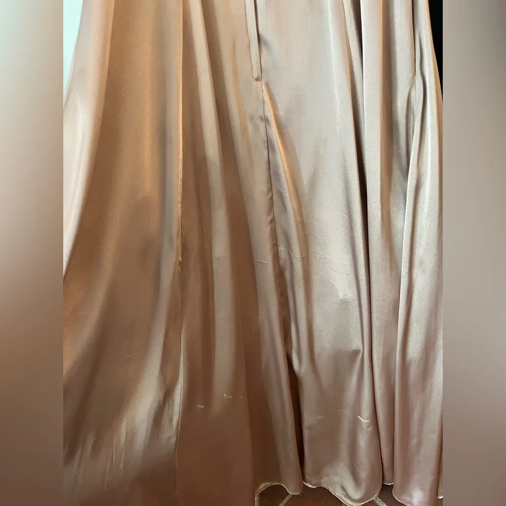 Gold Champagne Satin Bridesmaid Dress - Image 5