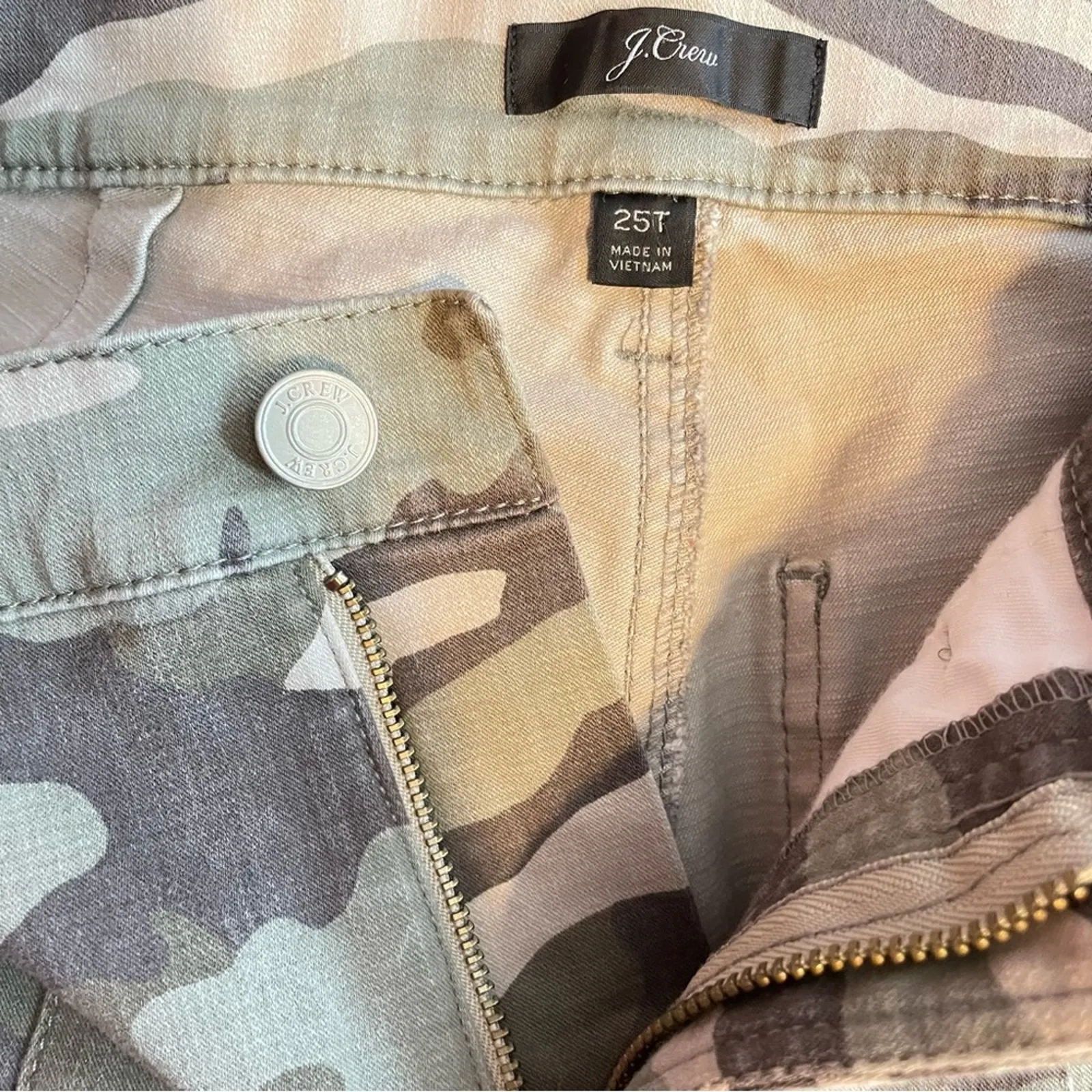 J Crew Vintage Straight Cargo Camo Stretch Ankle High Waist Pants 25 Tall Long - Image 12