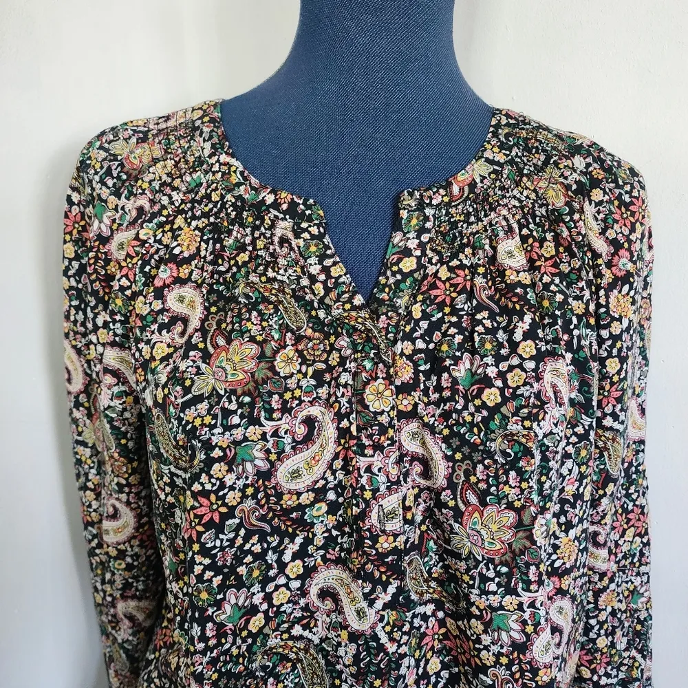 Krazy Kat Paisley Print Boho Style Blouse Top - Image 2