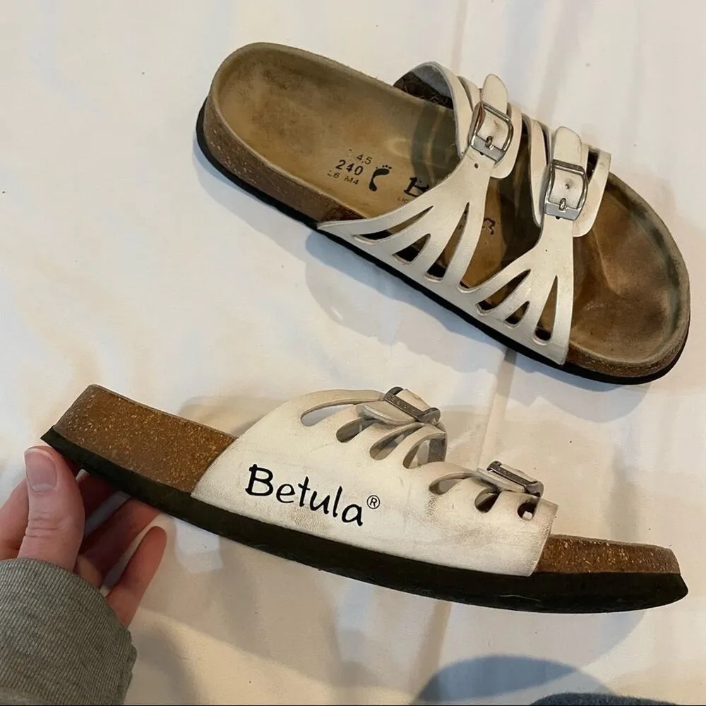 Be Tula By Birkenstock White Double Buckle Comfort Sandals 6 - Image 2