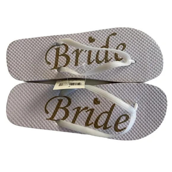 Wedding Glitter Flip Flops For Bride Size S (5/6) - Image 2