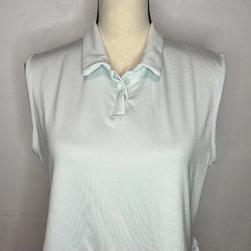 Under Armour Golf Collared Sleeveless Shirts HeatGear Light Blue Peplum Sz L NEW - Image 2