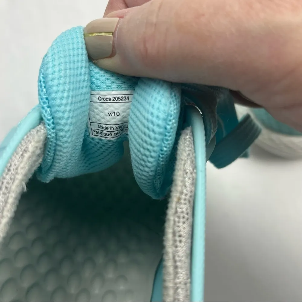 Crocs Literide Pacer Sneaker Womens Size 10 Ice Blue White Lace-up Athletic Shoe - Image 9