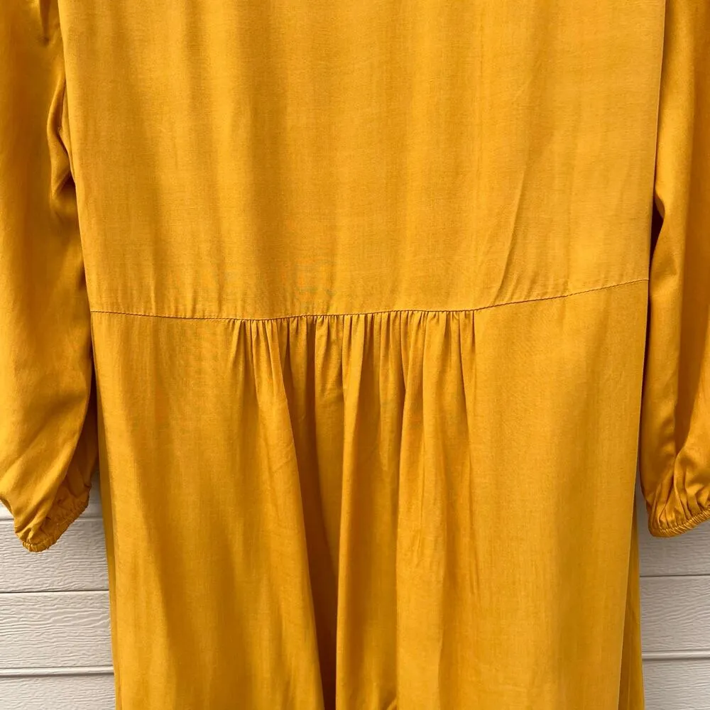 Jodifl Floral Embroidered High Low Flowy Dress Size Large Golden Yellow - Image 7
