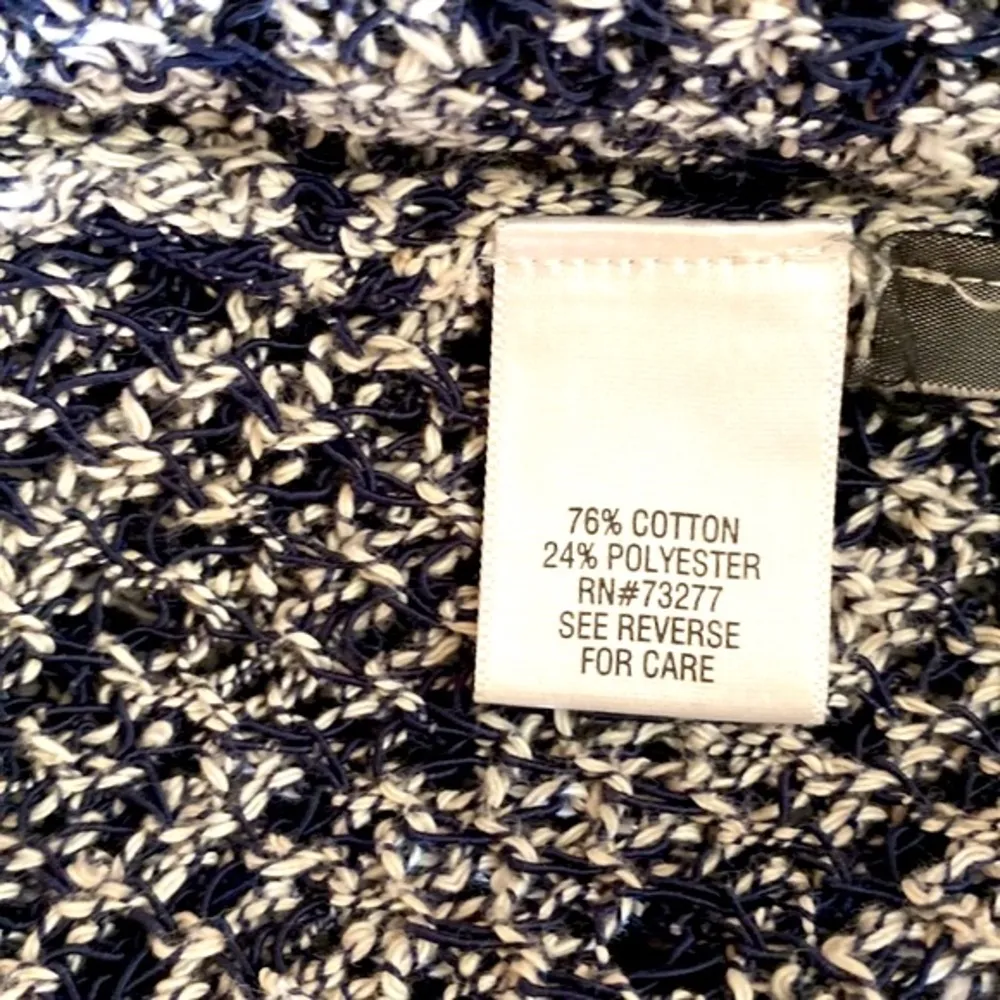 Simply Vera Vera Wang|| Navy/white oversized cardigan sweater with black trim - Image 9