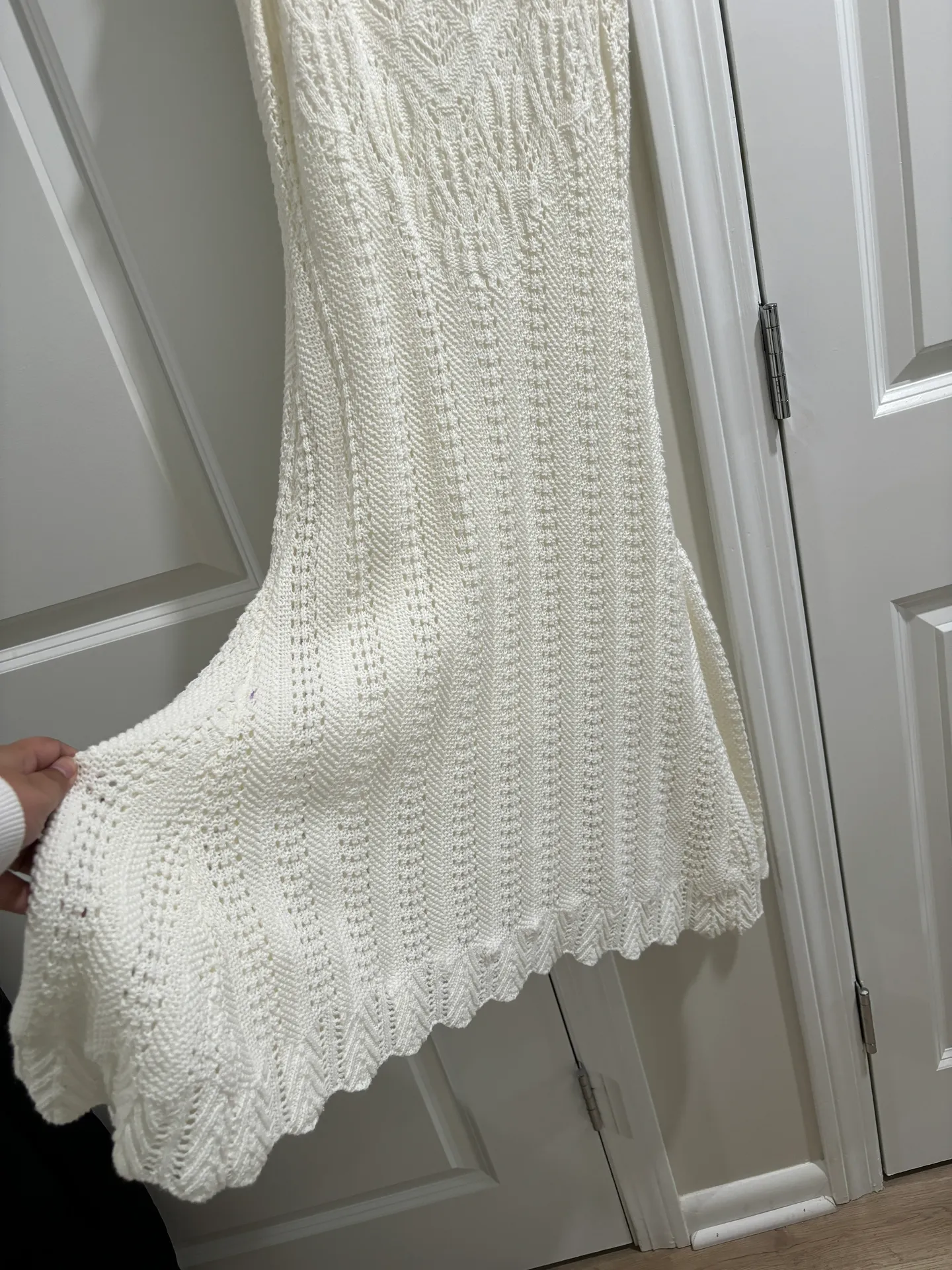 White Crochet Knit Dress - Image 2