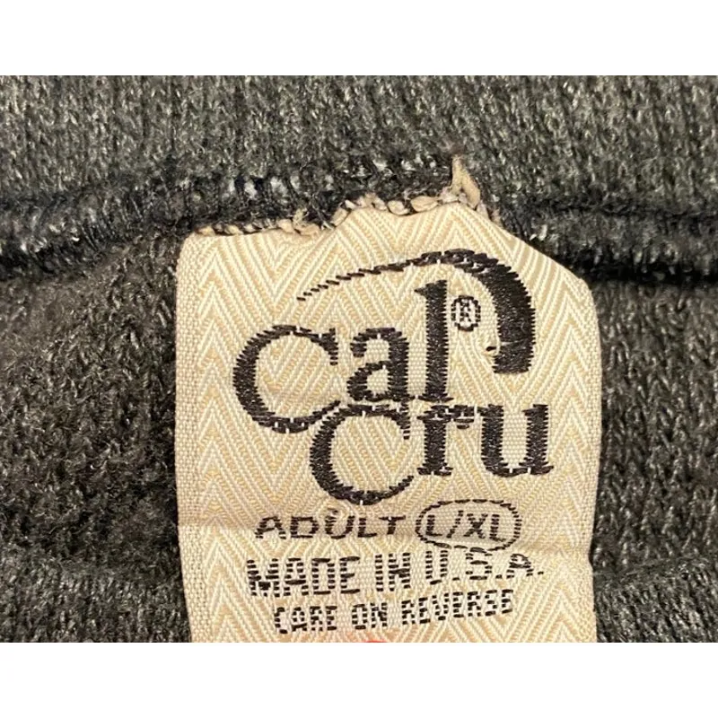 Vintage Y2K Cal Cru Terry Knit Embroidered White Daisies Crew Neck Made USA L/XL Gray - Image 7