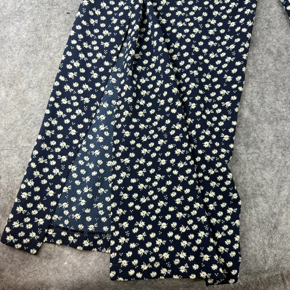 Candies Woman's White Lace & Blue Floral Wide Leg Jumpsuit Slits Y2K 90s Cottage - Image 6