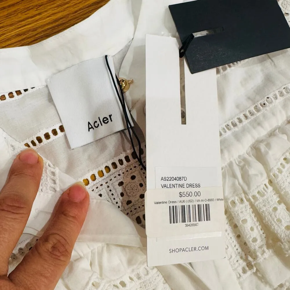 ACLER VALENTINE BRODERIE COTTON LING SLEEVE MIDI DRESS IVORY AU 6 / US 2 - Image 11