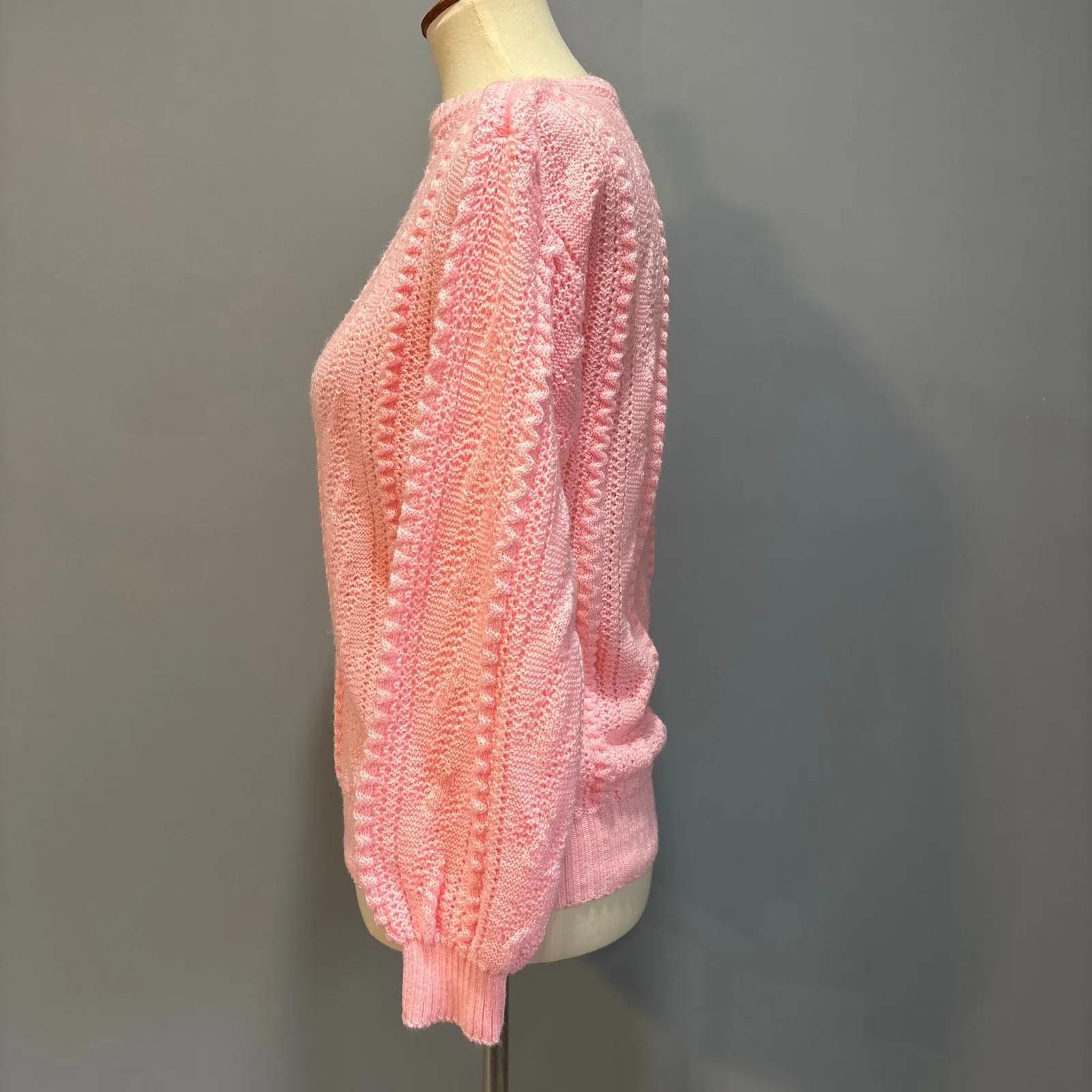 VTG 80s 90s pastel pink barbie coquette cottage grandmacore Sweater, Size Small - Image 5