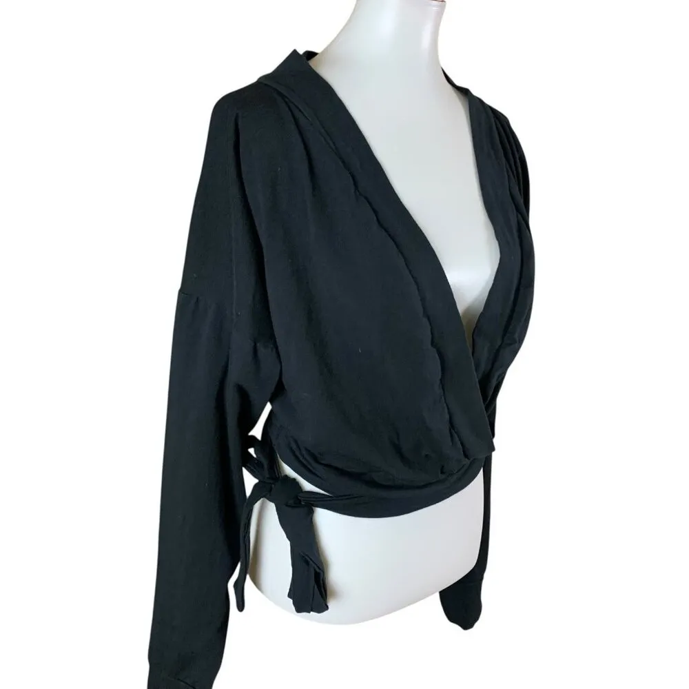 Rebdolls Black Wrap Front Tie Waist Long Sleeve Top Plus‎ Size 2X - Image 2