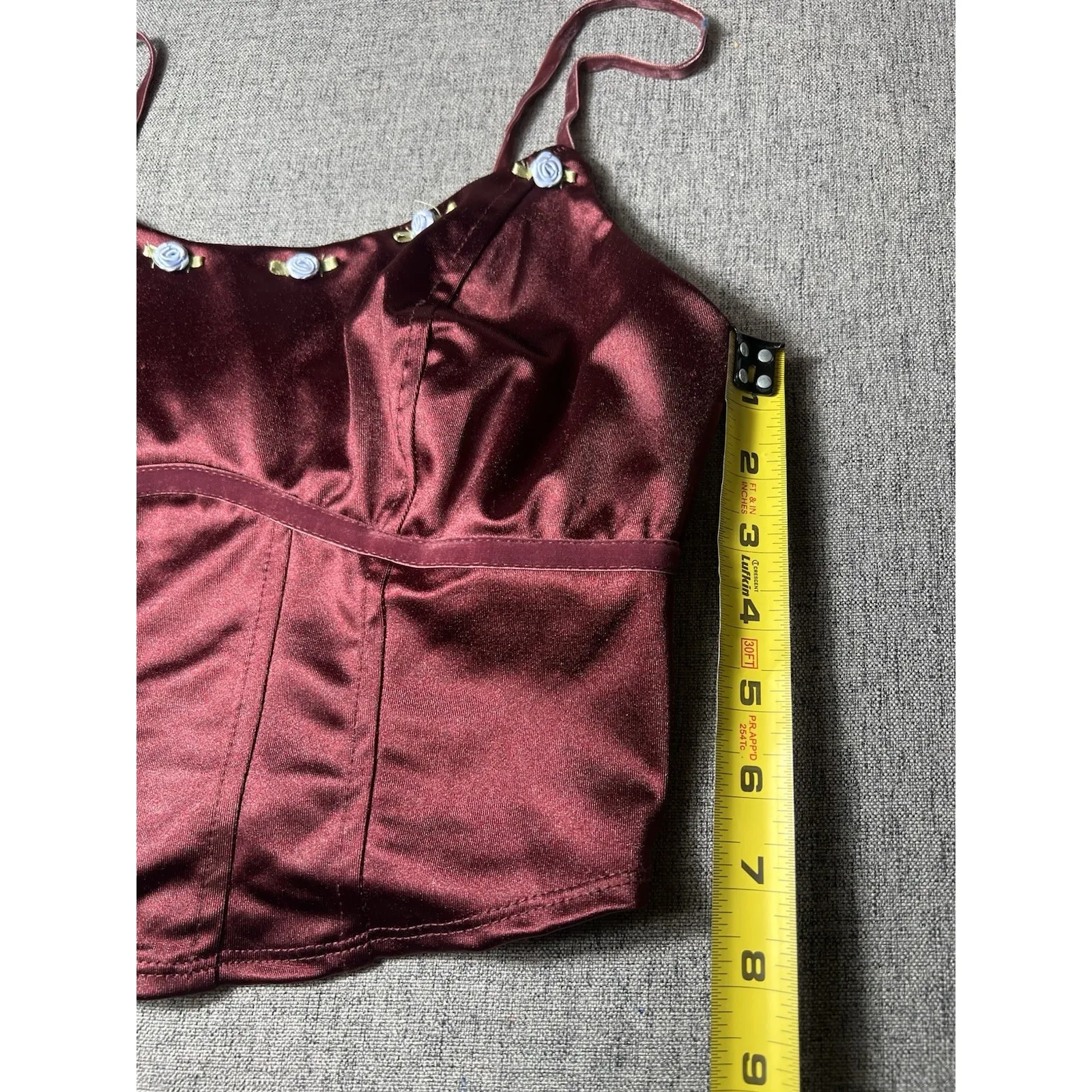 Wild Fable Women's Size S Rosette Satin Corset‎ Tank Top Burgundy - Image 6