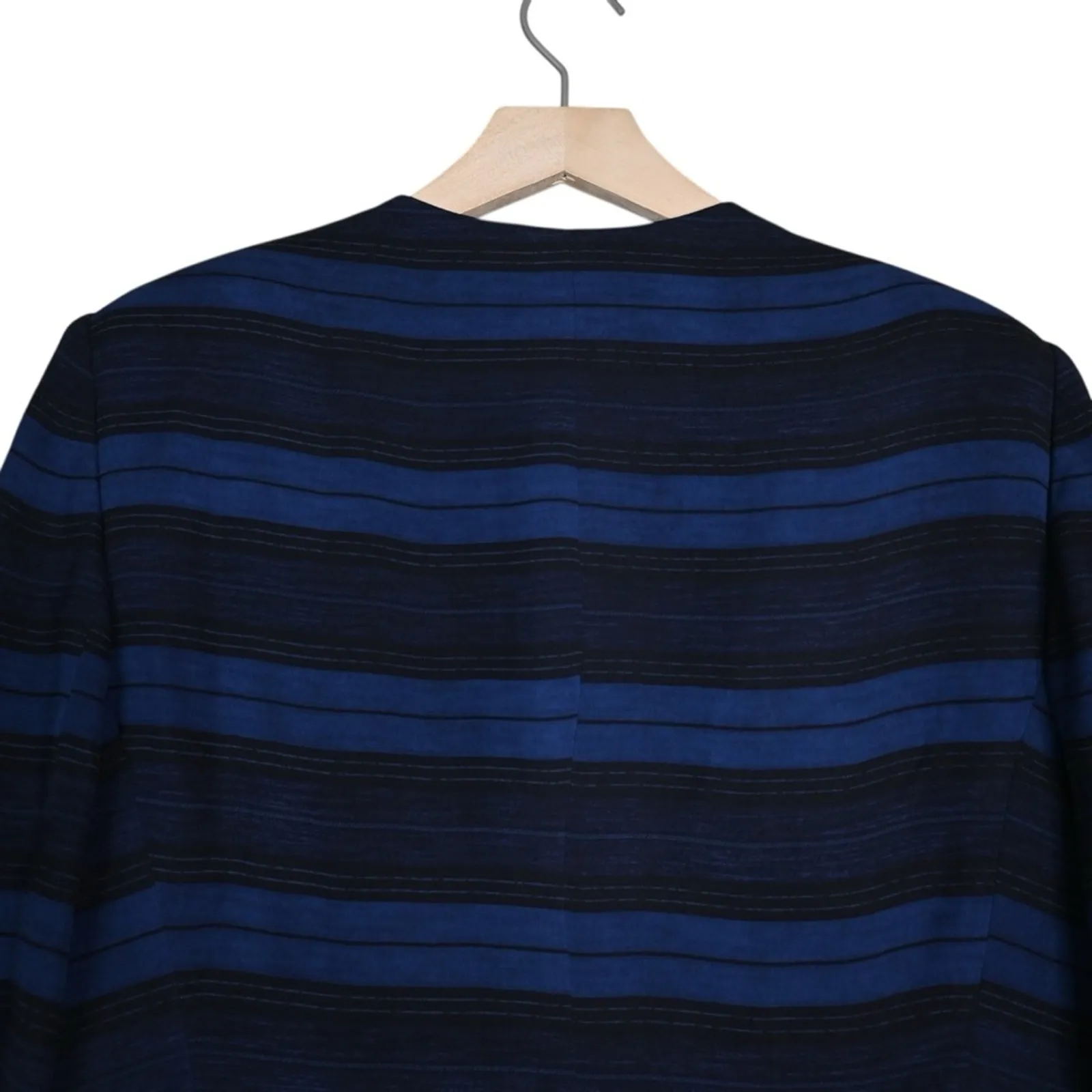 Jones New York Womens 14 Blue Black Button Front Silk Blazer - Image 4