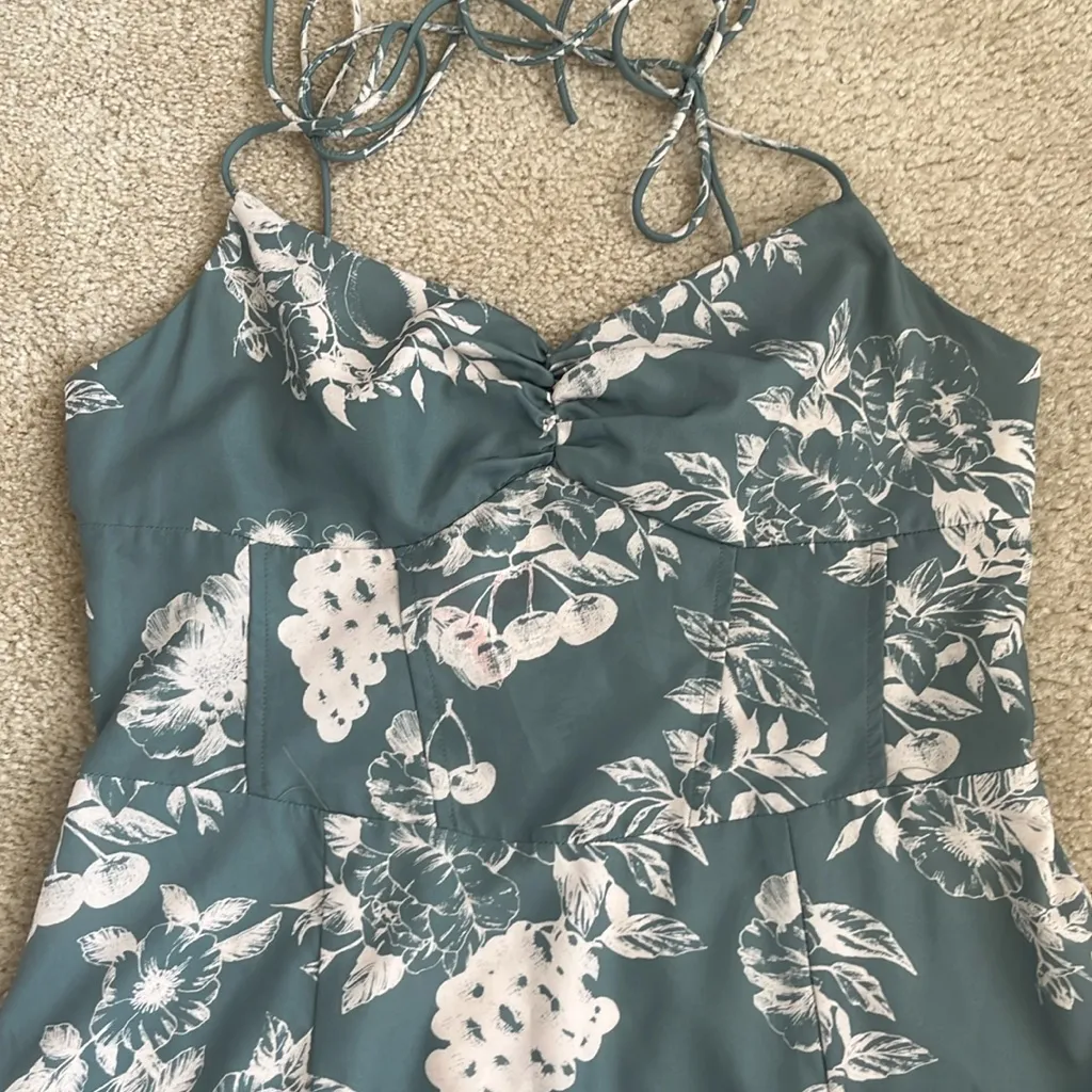 NWT Cider Floral Slit Midi Dress in Green White Women's Large - Image 3