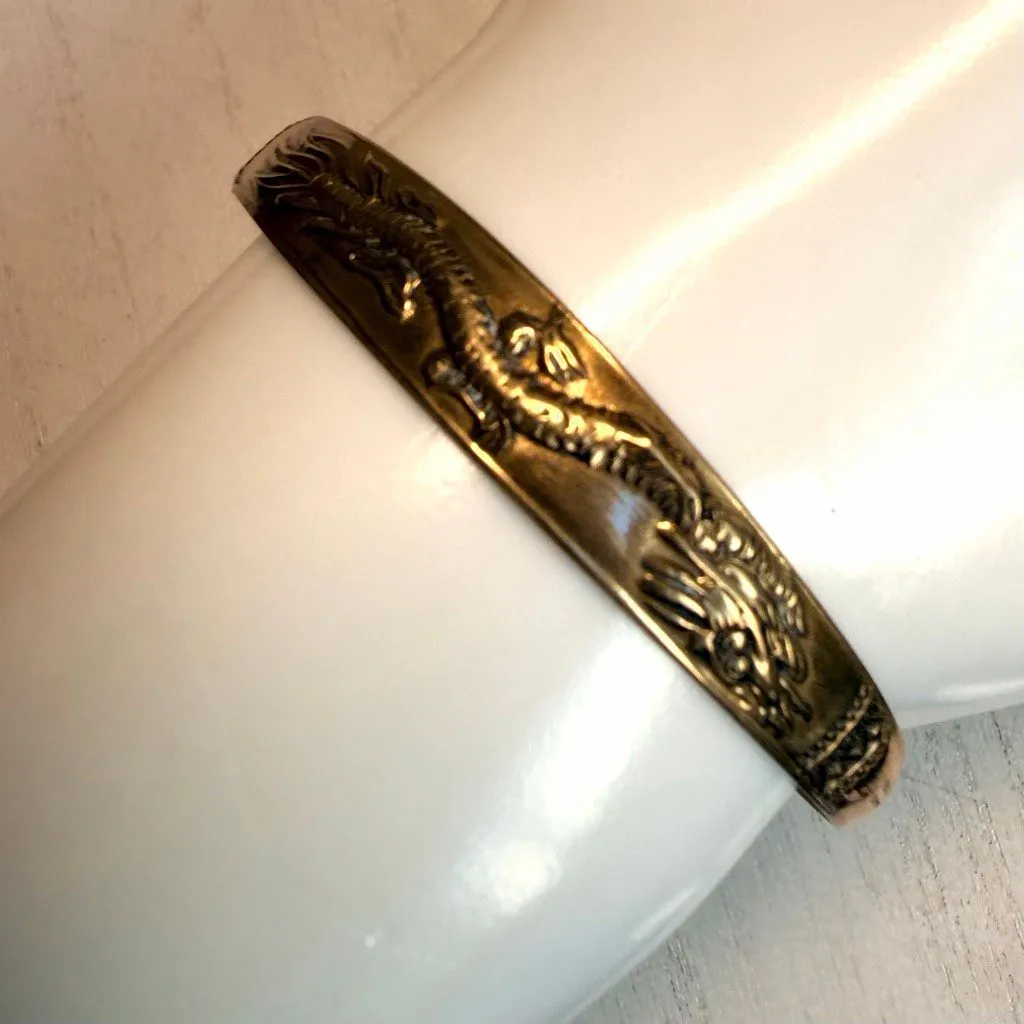 Vintage Brass Dragon Cuff Bracelet - Image 11