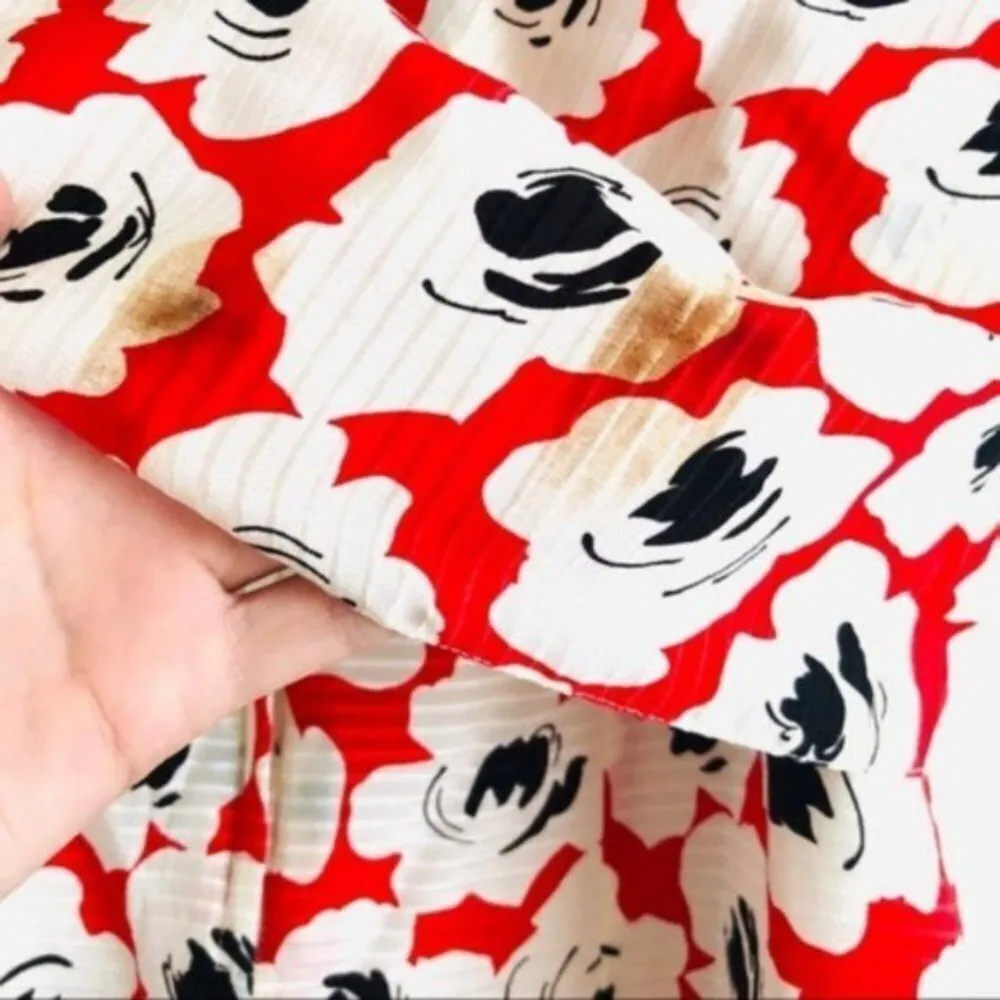 Digna Yero Dress 12 Vintage 80s Silk Floral Print Red Retro Prom Tiktok - Image 6