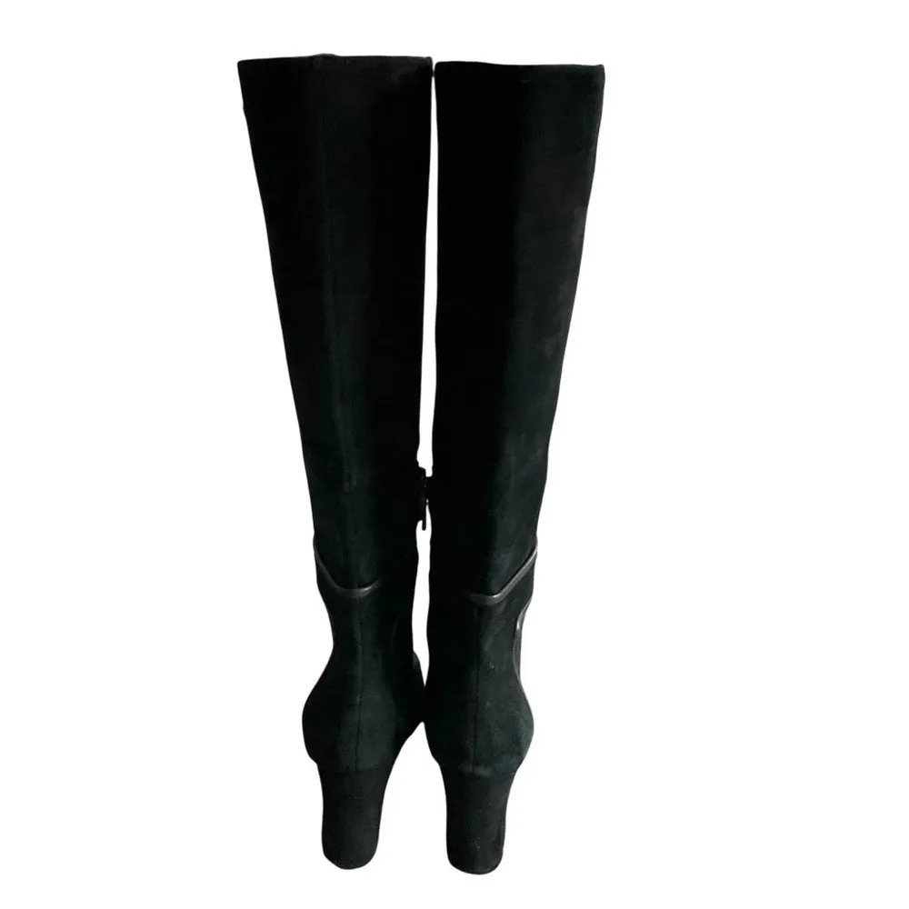 Donald Pliner GOA Black Suede Knee-High Block Heel Boots Size 6 riding heeled - Image 9