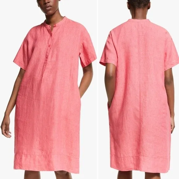 NWT Eileen Fisher Round Neck Linen Shift Dress Coral Size PS | Petite Small NEW - Image 16