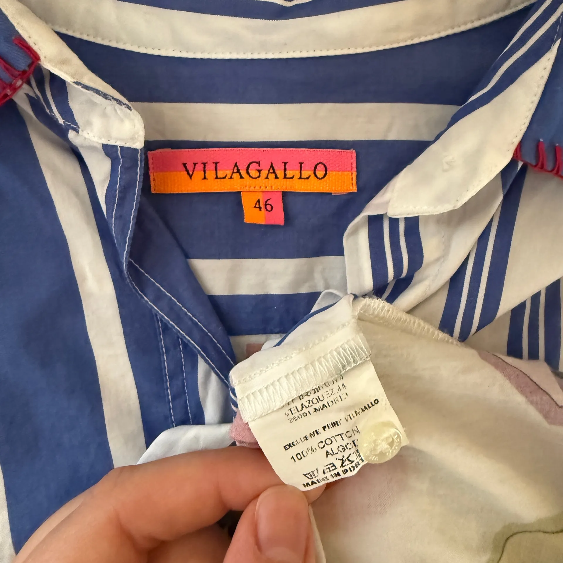 Villagalo Blue Striped Ocean Animal Print Buttondown Size L - Image 5