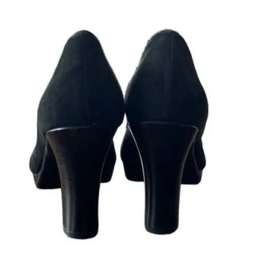 Adrienne Vittadini Black Suede Platform Block Heel Pumps Women's Shoes - Image 8