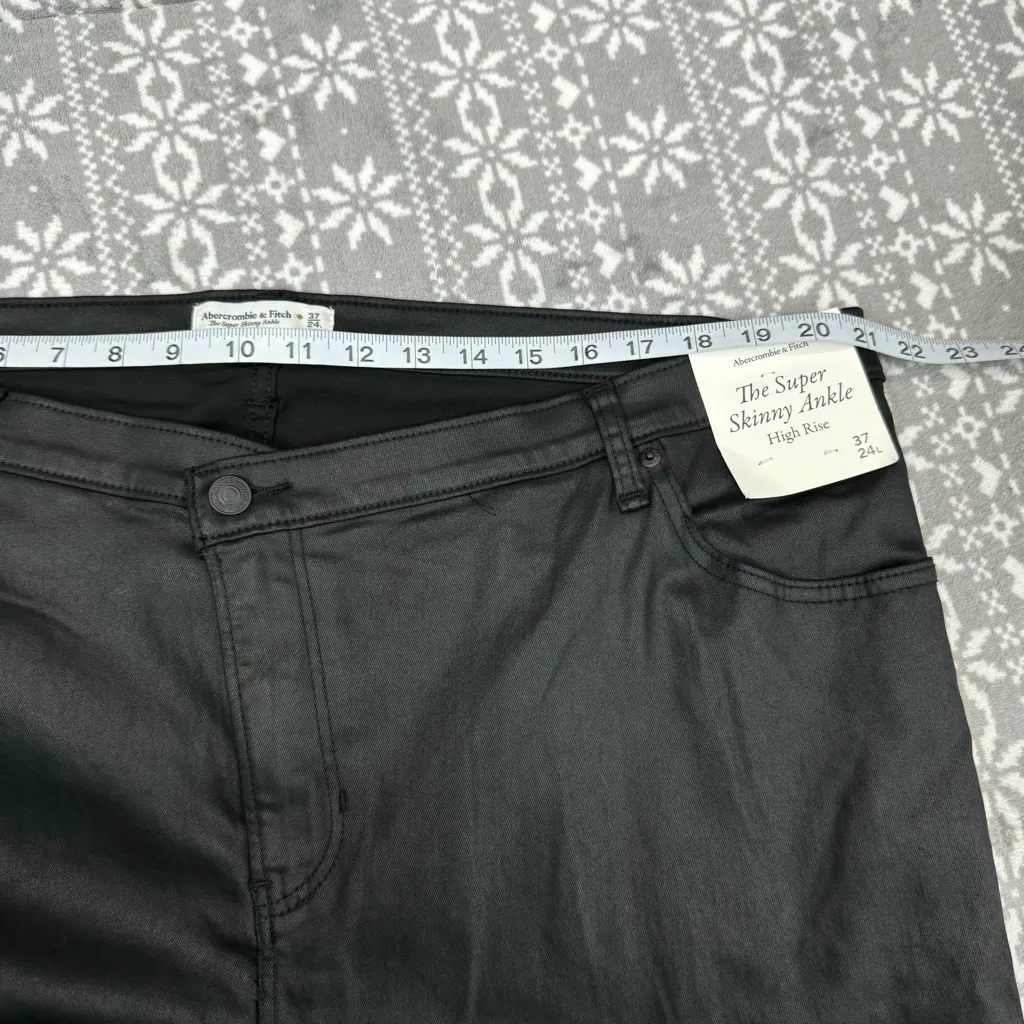 NWT‎ Abercrombie & Fitch The Super Skinny Ankle Black Coated Criss Cross 24 Long - Image 9