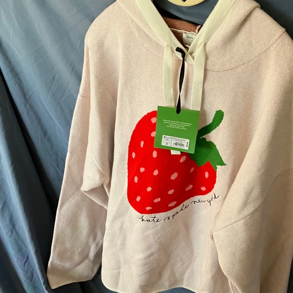 Kate Spade x Target: Cream Sweater Hoodie- Strawberry Design- XXL - Image 6