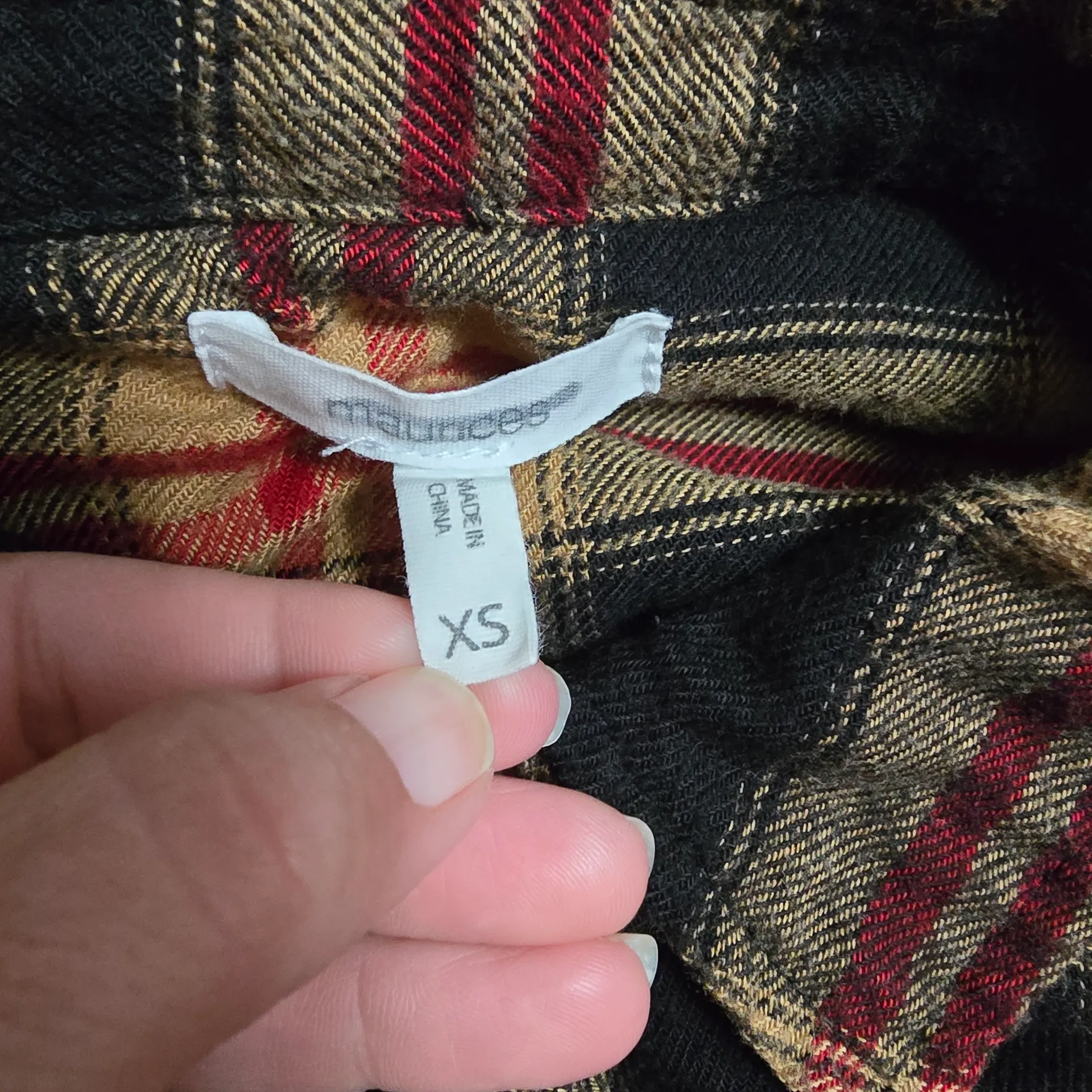 Maurices Black and Tan Plaid Flannel Shirt Size XS Fall Rustic Cabin Lodge - Image 6