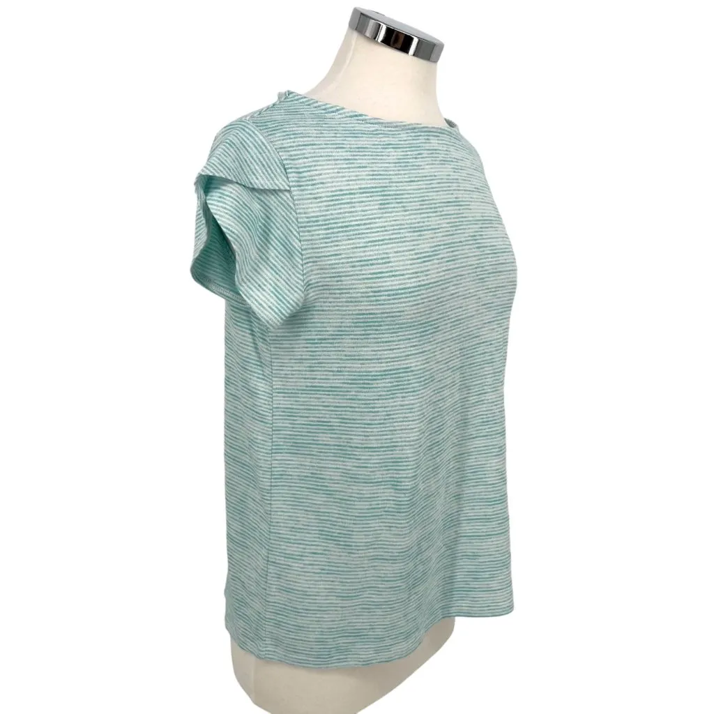 Market & Spruce Striped Tulip Sleeve Top Faux Button Back Blue Size MP NWT - Image 4