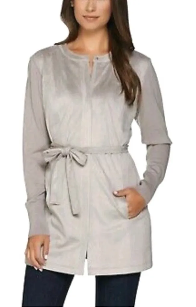 H by Halston gray faux suede knit sleeve jacket Size 16 - Image 1