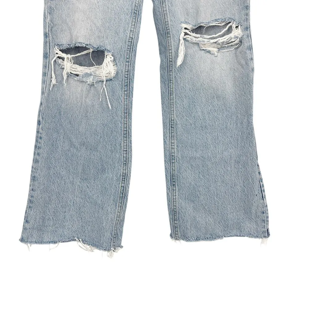 Zara Woman High Rise Wide Leg Straight Distressed Jeans Size 00 - Image 6