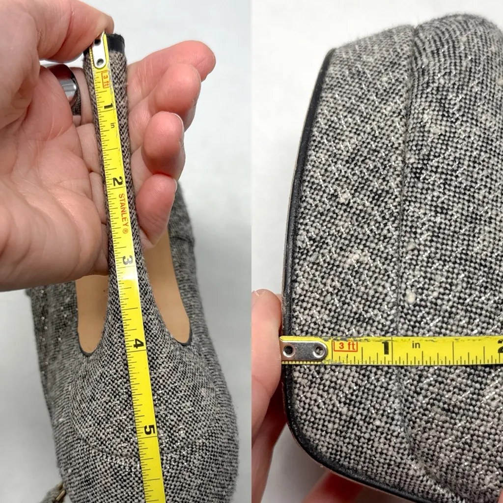 YSL Yves Saint Laurent Y2K Vintage Glitter Tweed Platform Heeled Ankle Boots - Image 13