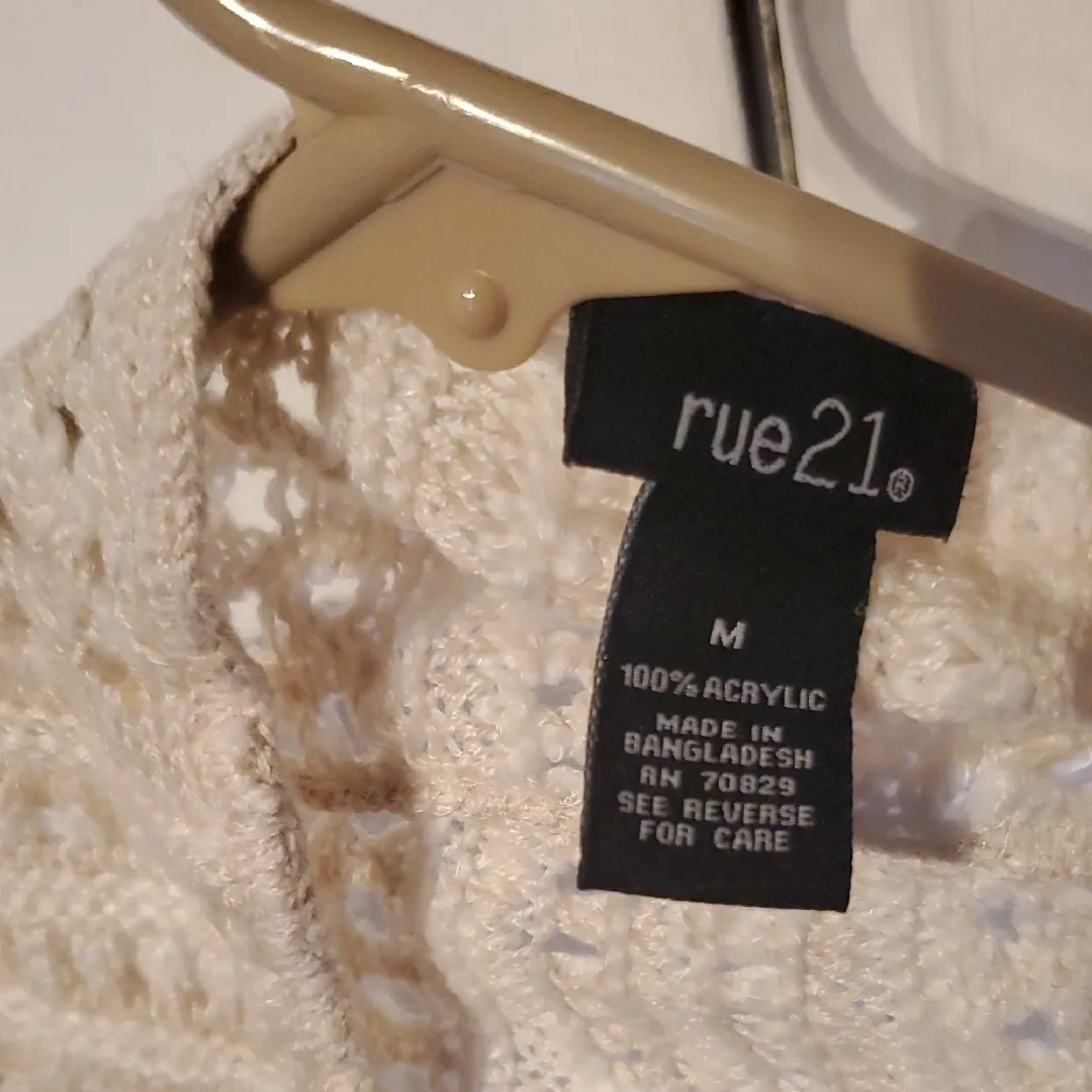 Rue21 Cream Crochet Open-Front Cardigan - Image 2