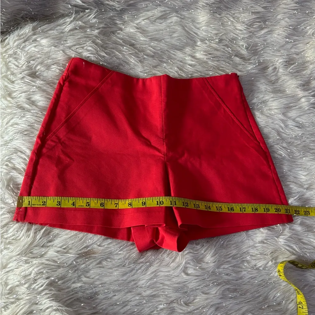 Zara Red Skirt Shorts with detail on the lower part of the Front Size USA L EURL - Image 9