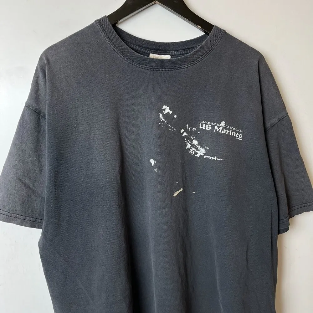 Distressed US Marines T Shirt Vintage Y2K Gray XXL 2XL Gargoyle Graphic Tee Size undefined - Image 11