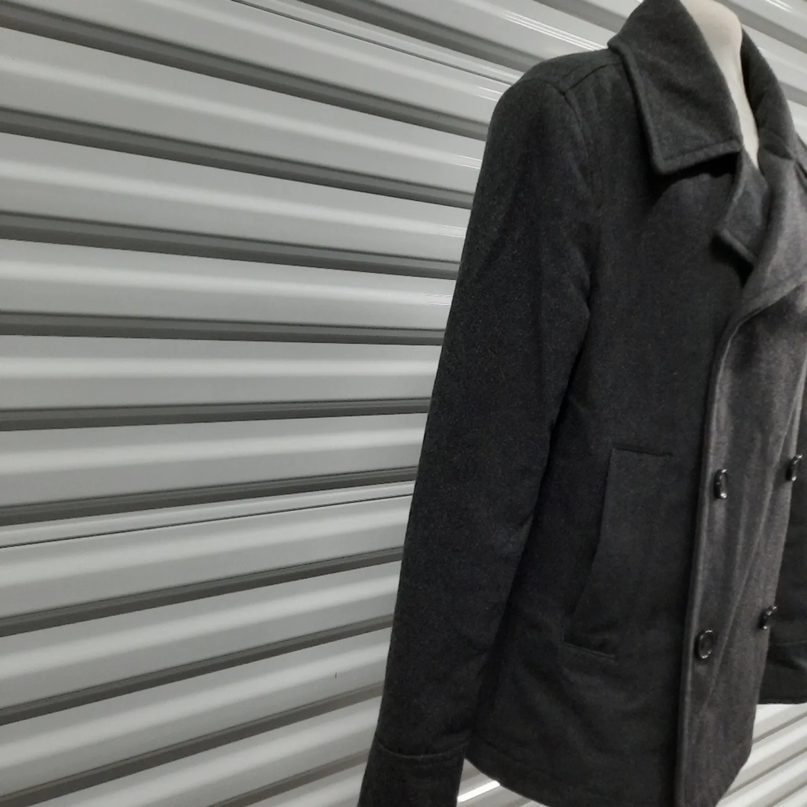 Merona Wool Coat Womens Small Gray Double Breasted Wool Blend Heavyweight Jacket - Image 3