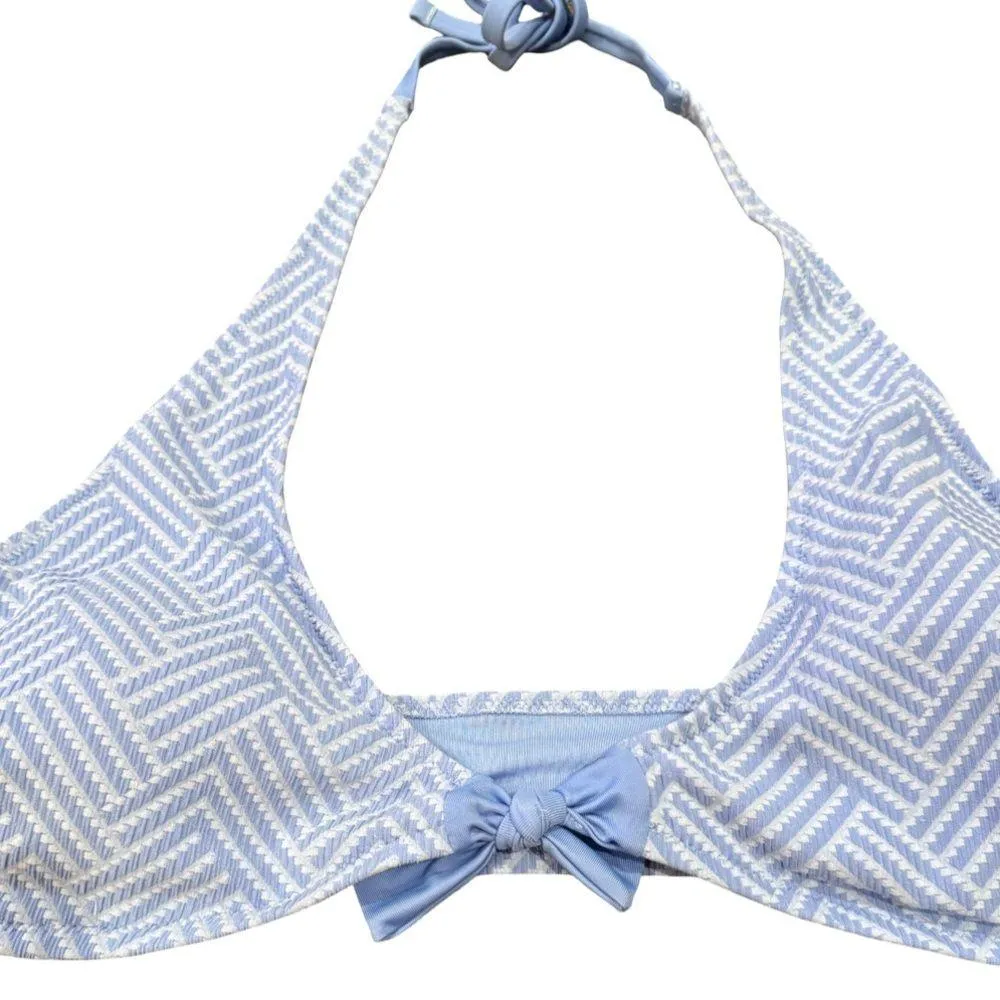 Aerie Jacquard Halter Tie Bikini Top - Blue XL - Image 2