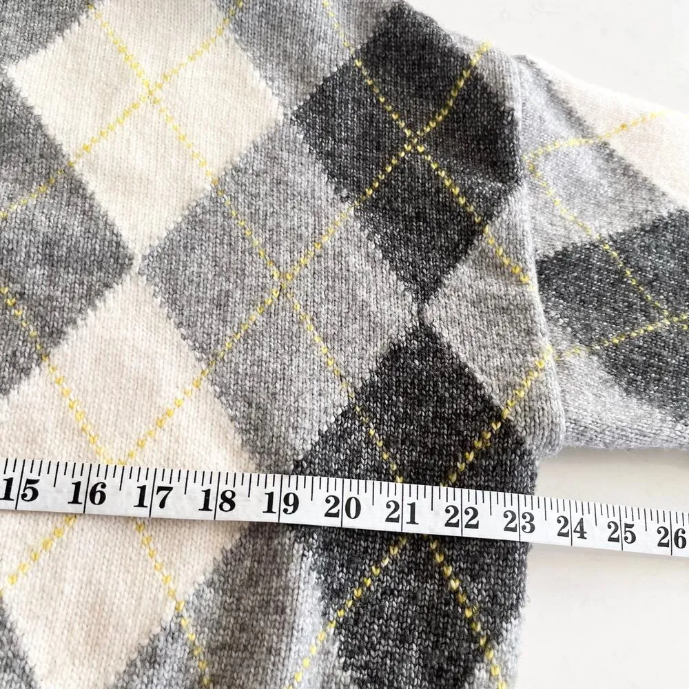 Pringle of Scotland x H&M Gray Ribbed Knit Argyle Crewneck Sweater Size Small - Image 9