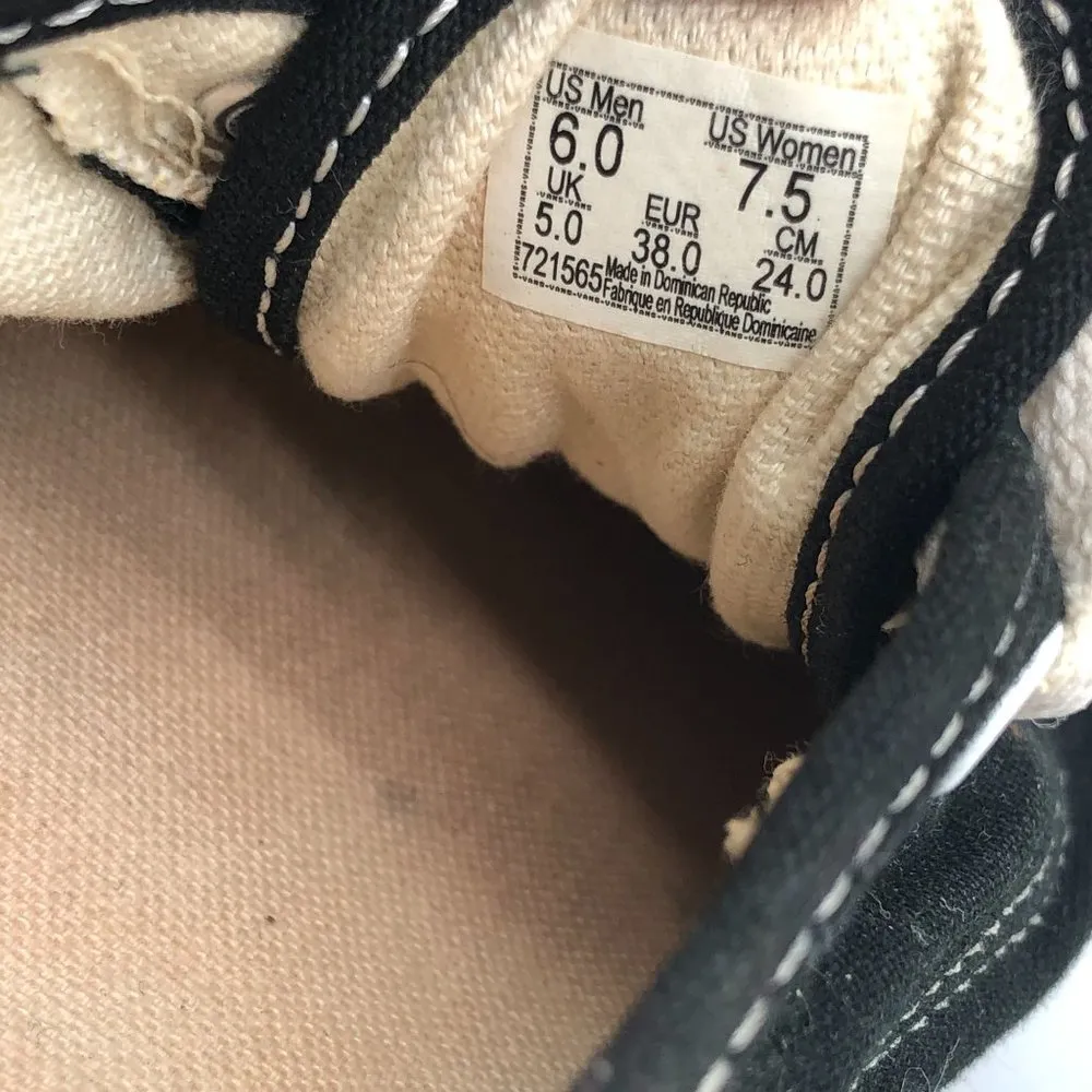 Vans Black Canvas Unisex Shoes Sneakers Lace Up Mens 6 Womens 7.5 - Image 9