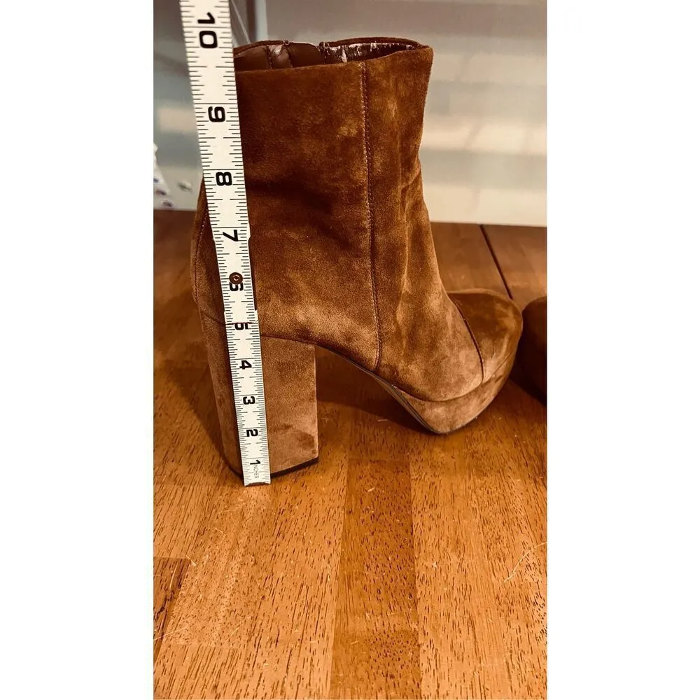 Sam Edelman  Azra Brown Suede Chunk Heel Ankle Boots Size 10 - Image 4