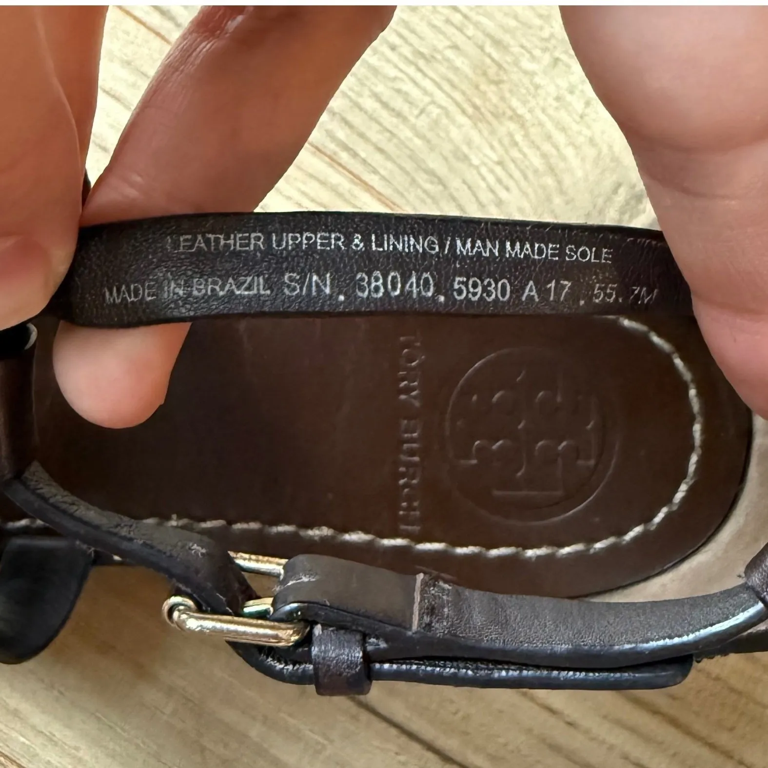 Tory Burch Women's Phoebe Chandler Logo Thong Sandals in Brown Gold Size 7 - Image 4