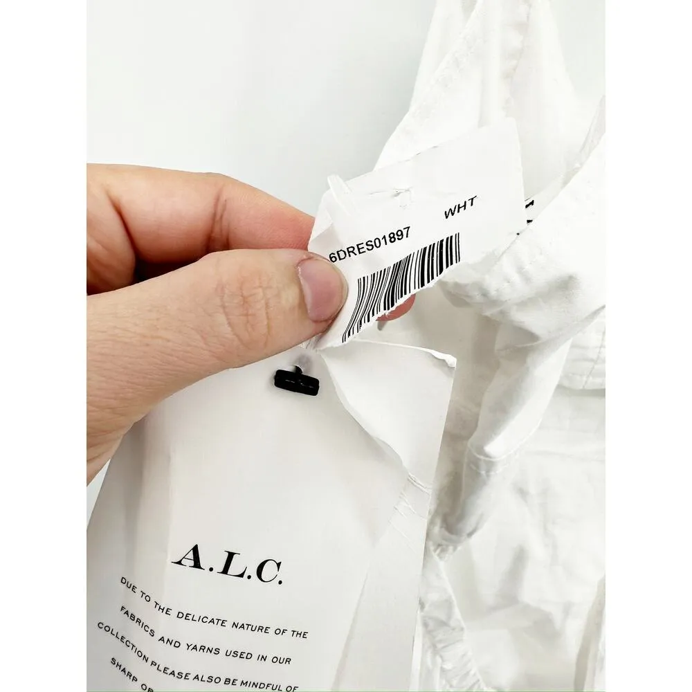 A.L.C. Lily Cotton Midi Dress White Lace Up Back Size 6 NWT - Image 5