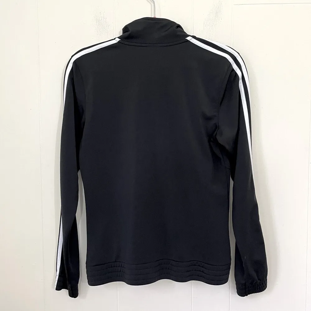 Adidas Black W/ White Stripe Full Zip Track Jacket ~ Activewear~ Size Small - Image 2