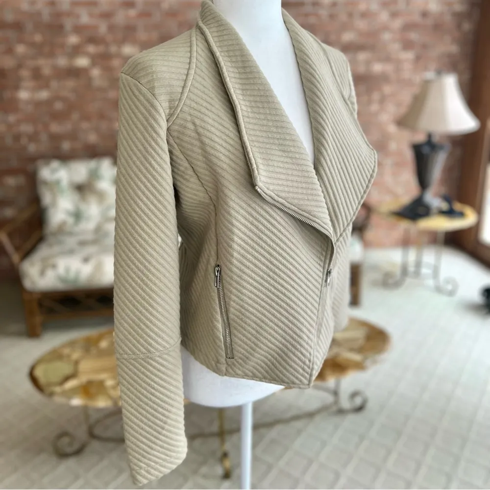 Premise  Sage Green Ribbed Knit Moto Jacket NWT M - Image 10