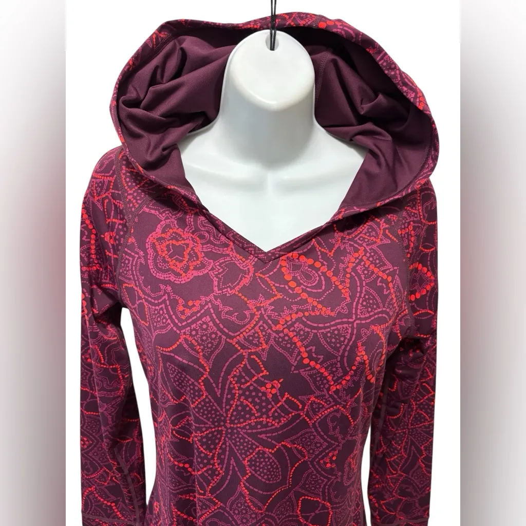 Title Nine Mercury Athletic Hoodie Dress Sz S LS Purple Red Printed Sporty - Image 3