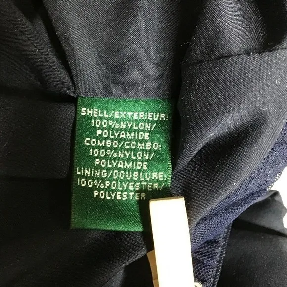 Ralph Lauren Evening navy blue cocktail dress with beading and‎ netting overlay - Image 4