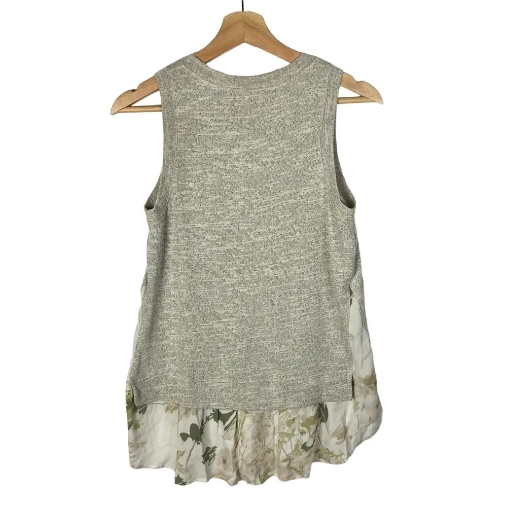 Anthropologie Deletta Dava Gray Floral Layered Tank Top XS - Image 3