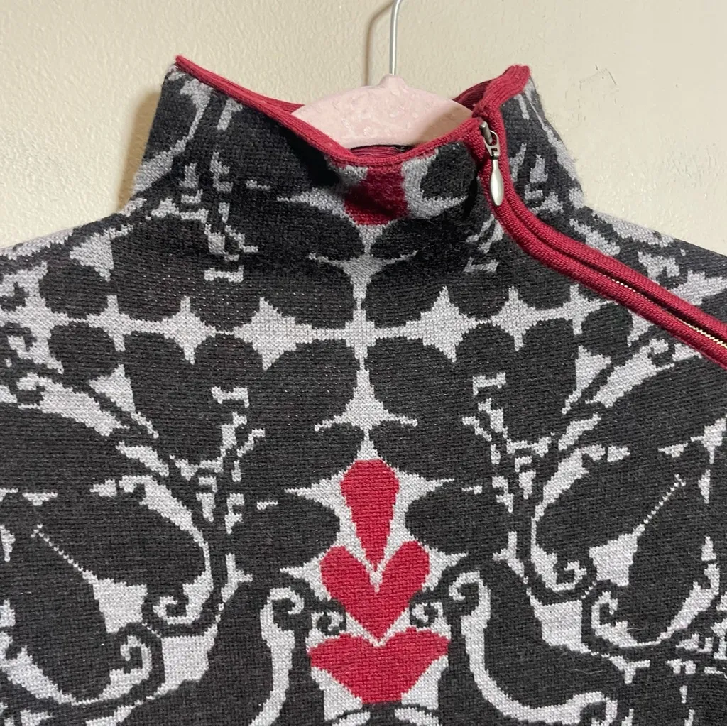 Krimson Klover Zip Turtleneck Sweater 100% Wool Red - Image 4